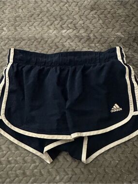 adidas Navy Athletic Shorts with White Piping